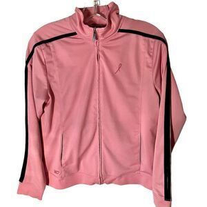 RBK Jacket Breast Cancer Ribbon Logo Zip Up Active Jacket Pink Size Med.